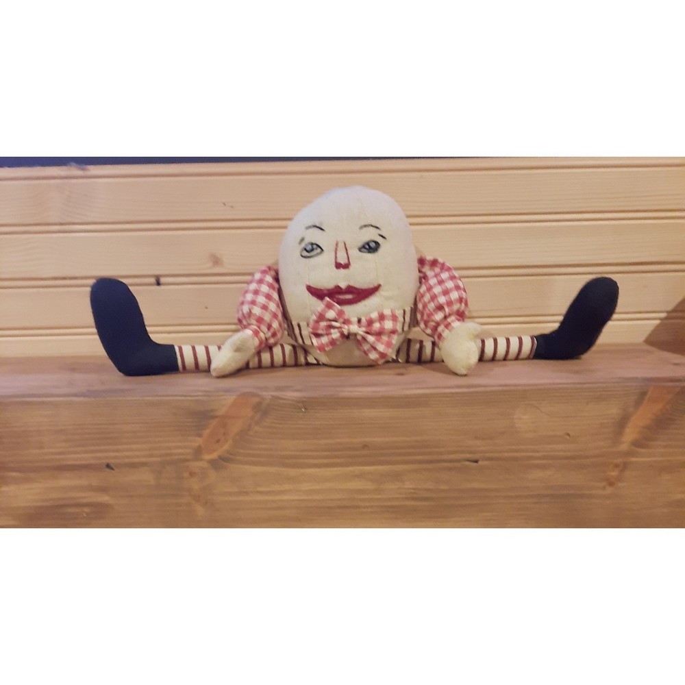 Humpty Dumpty Hand Made Stuffed Charactor Doll, Embroidered Face, Scary Face